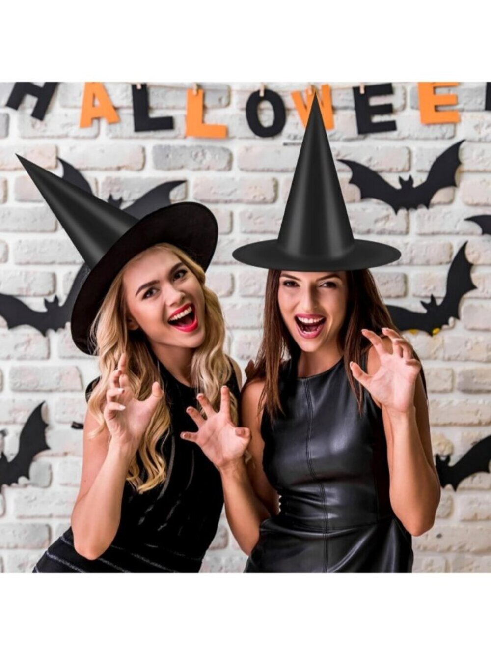 12pcs Halloween Witch Hats + 6 pcs 3D Bats Sticker Costume Accessories for Party - Picture 4 of 5
